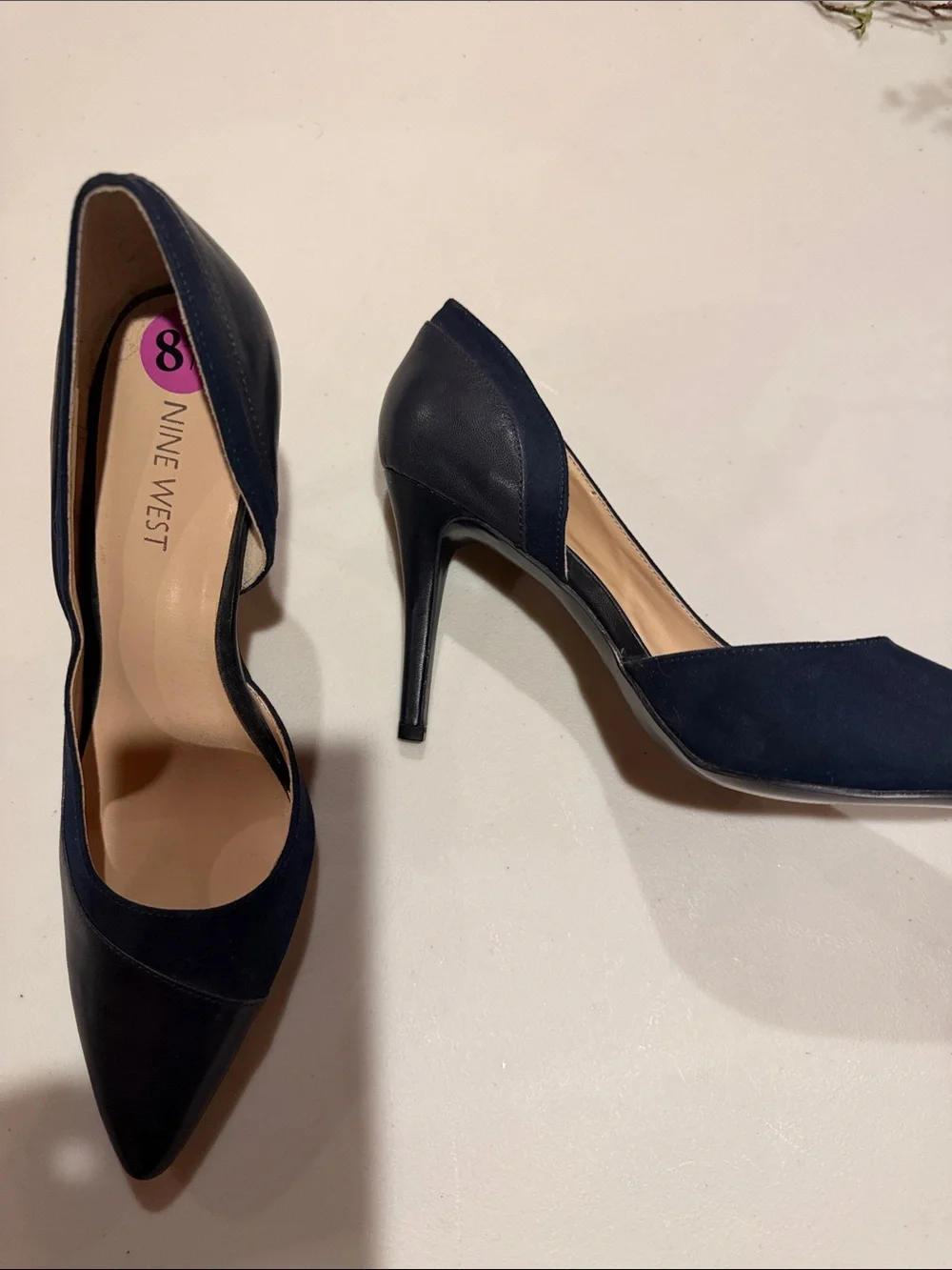 Nine West Navy Pointed-Toe Cutout Pumps